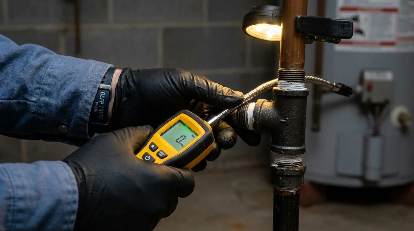 Gas leak detection with electronic sniffer by Johns Plumbing LLC in Hunt Valley