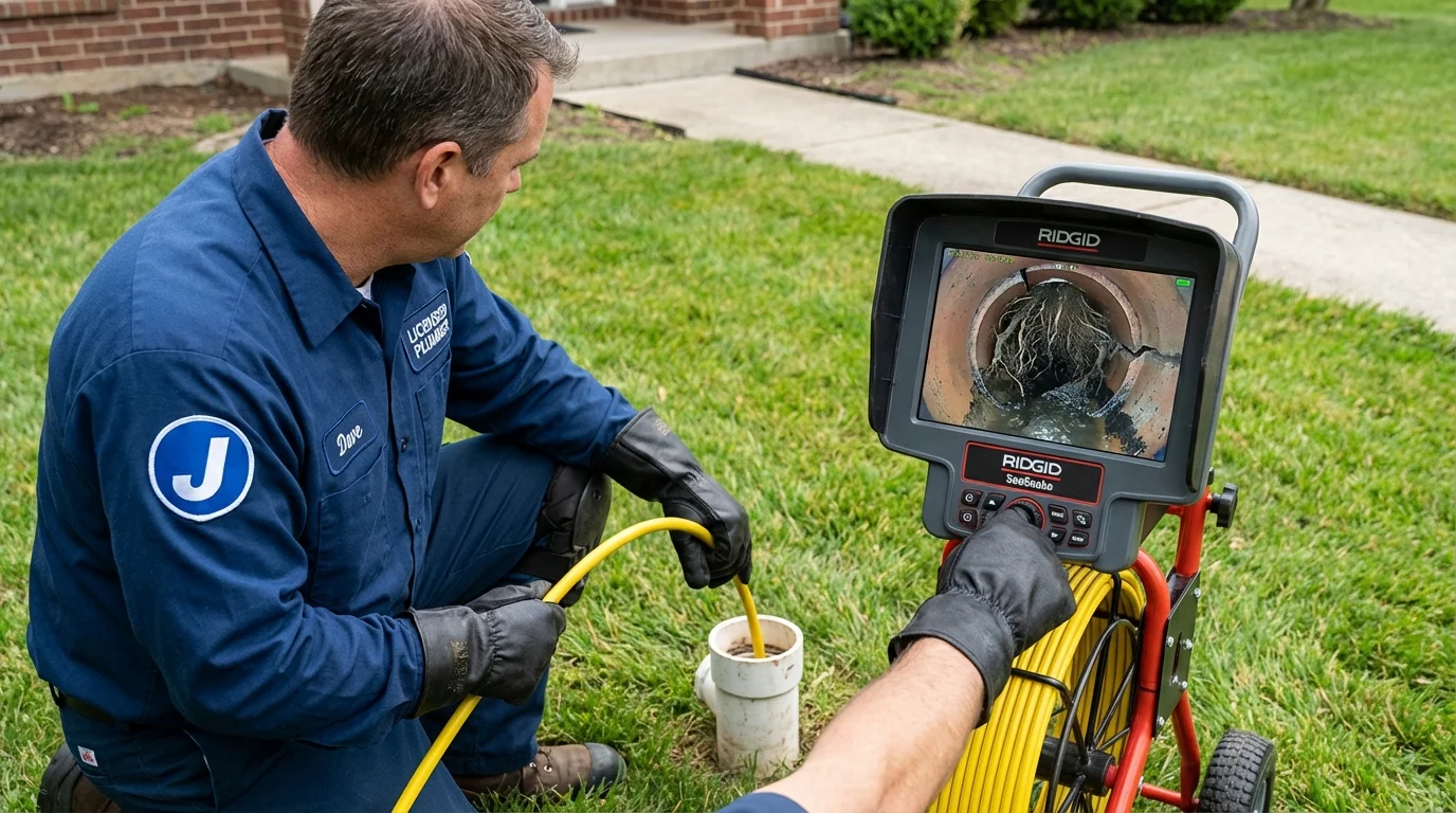 Sewer camera inspection being performed by Johns Plumbing LLC in Hunt Valley
